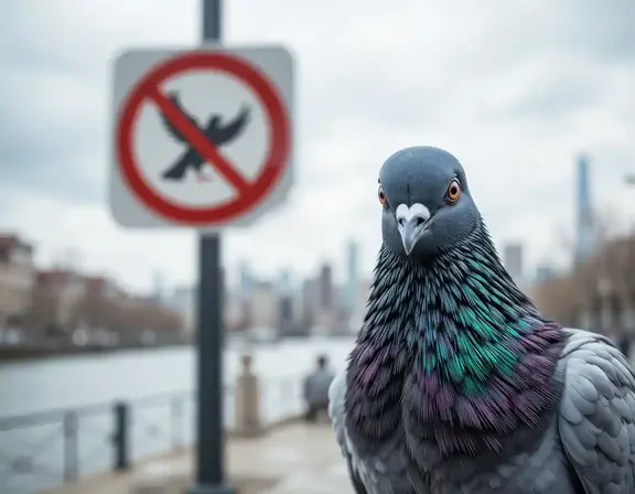 A pigeon’s life: No flap, no fly zone.